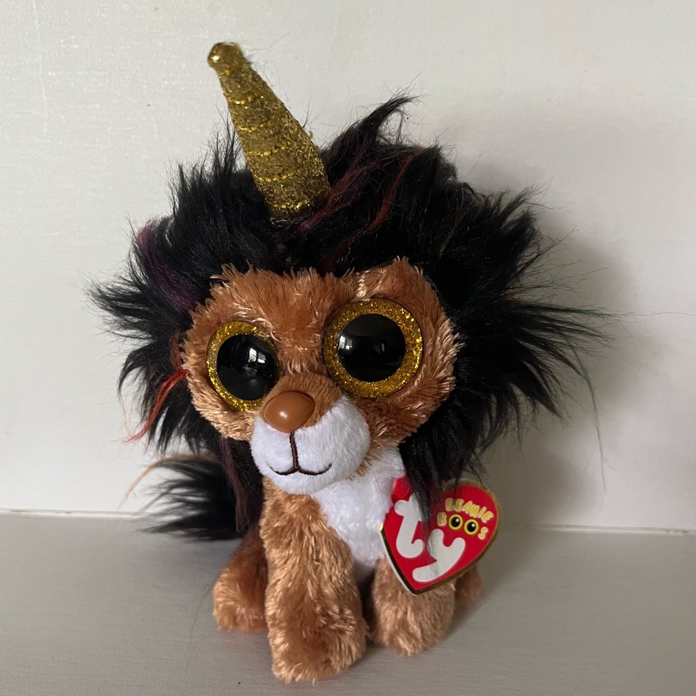 Ty silk Beanie Boos - RAMSEY the Unicorn Lion Stuffed Plush Animal Toy, NWT